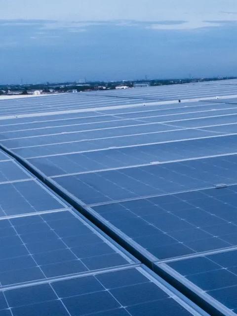 Close-up view of solar panels. 