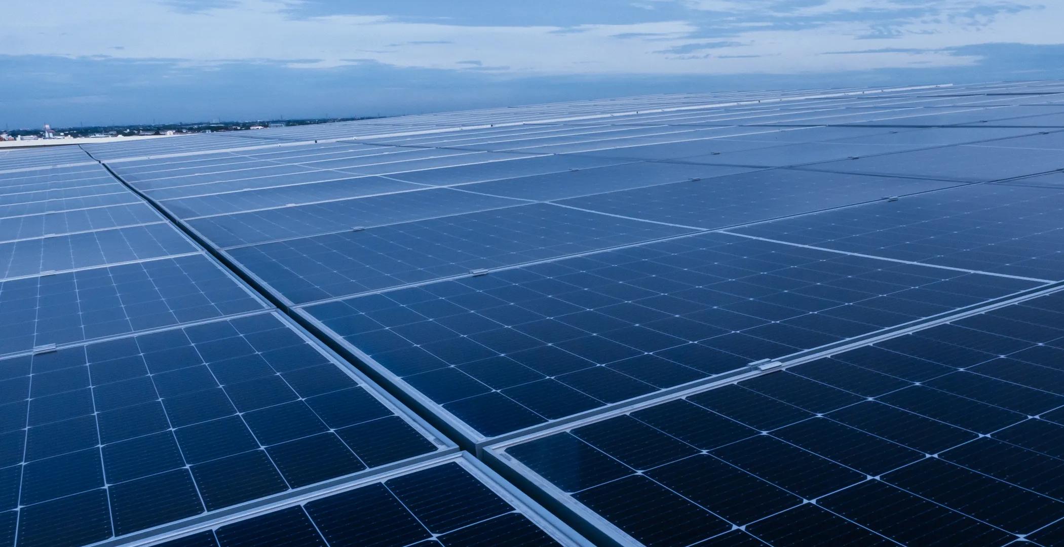 Close-up view of solar panels. 