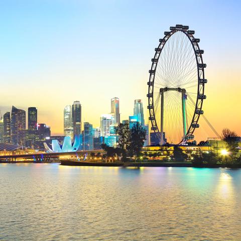 Singapore Flyers Full View @ Blue hour landscape river