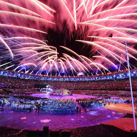 LONDON, ENGLAND - AUGUST 29:  Fireworks light up the stadium during the Opening Ceremony of the London 2012 Paralympics at the Olympic Stadium on August 29, 2012 in London, England.  (Photo by Gareth Copley/Getty Images)