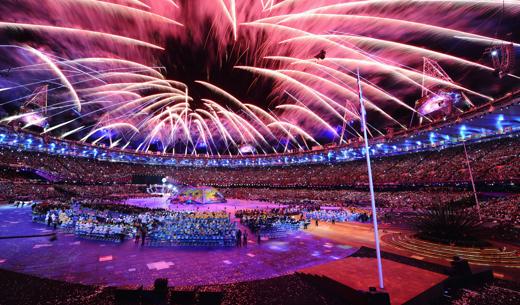 LONDON, ENGLAND - AUGUST 29:  Fireworks light up the stadium during the Opening Ceremony of the London 2012 Paralympics at the Olympic Stadium on August 29, 2012 in London, England.  (Photo by Gareth Copley/Getty Images)