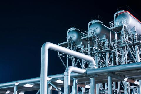 Industrial equipment at an oil refinery station..Oil and gas industry, oil refining and refining