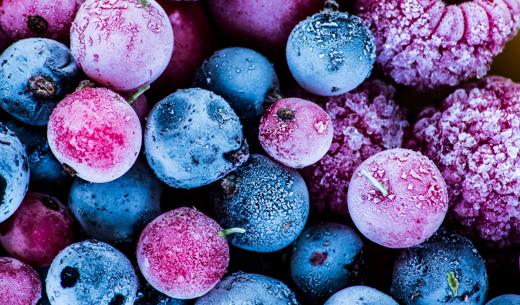 frozen berries kept in freezer storage