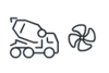 Icon of a concrete mixer and fan blades