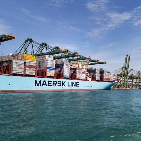 Ship docked at Singapore port