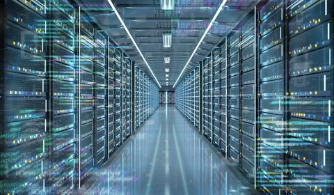 View of a Server room data center - 3d rendering
