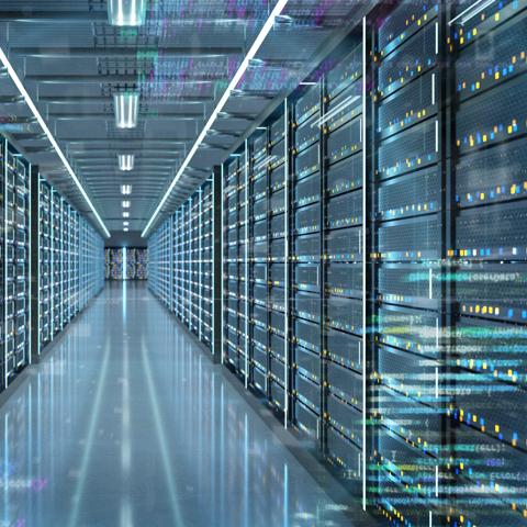 View of a Server room data center - 3d rendering