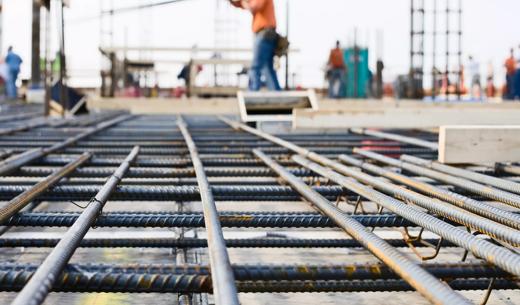 This rebar infrastructure will form the support for the concrete floor.  This high rise will eventually be 35 stories high; the picture was taken on the ninth floor.