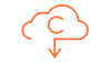 Cloud with a letter C inside and an arrow at the end going downwards