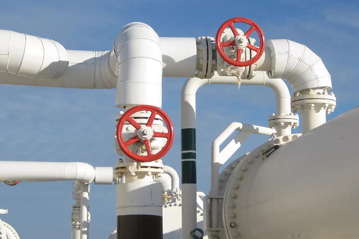 Heat exchangers in a refinery. The equipment for oil refining.