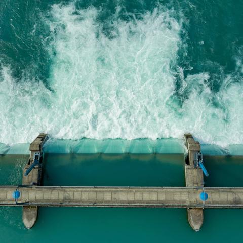 Aerial view from water barrage