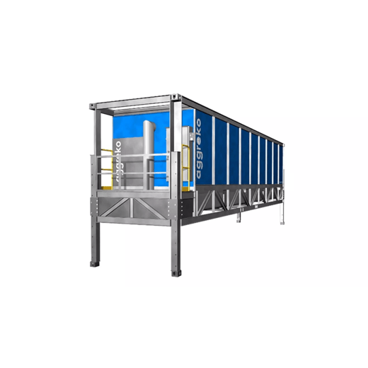 A cooling tower with a visible exhaust pipe featuring a ladder, labeled with the 