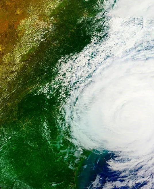 View of a coastline from space