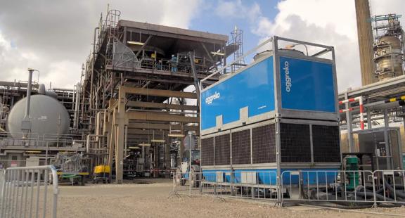 Aggreko cooling equipment installed at an industrial facility.