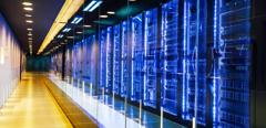 data center in server room with server racks