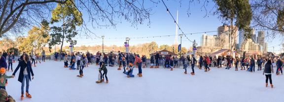 Federation square ice rink in CBD of Melbourne