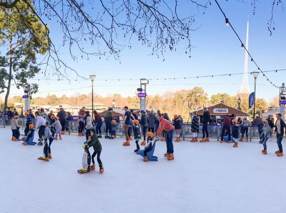 Federation square ice rink in CBD of Melbourne