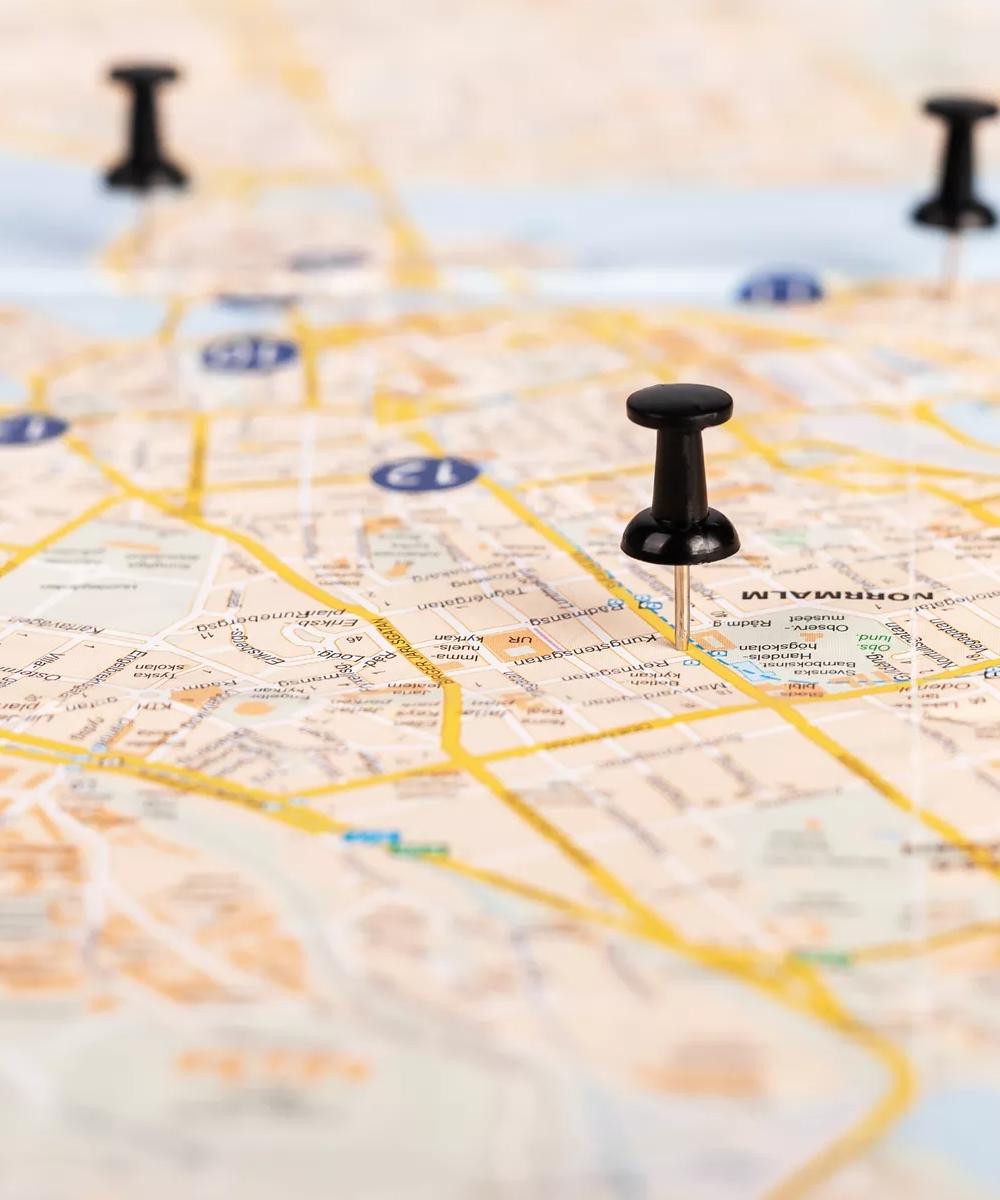 map with pins