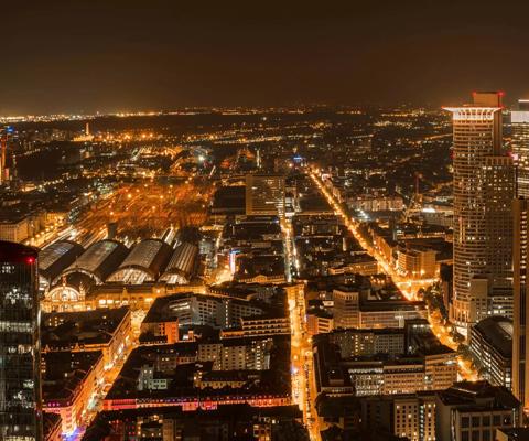 Aerial shots of city sky scrapers