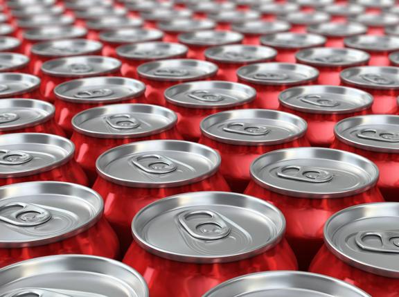 3d render Red Drink Cans Depth of field (close-up)