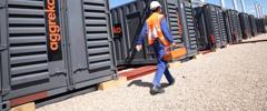 Aggreko technicians working on Mossel Bay project South Africa. 10 MW utility power.