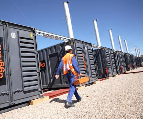 Aggreko technicians working on Mossel Bay project South Africa. 10 MW utility power.