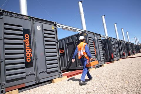 Aggreko technicians working on Mossel Bay project South Africa. 10 MW utility power.