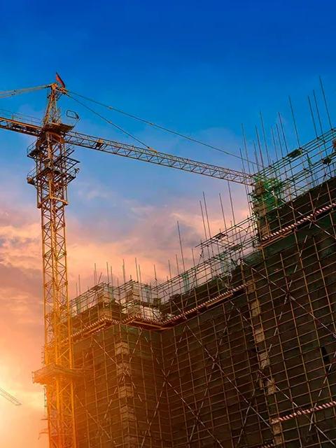 Construction site with a crane.