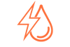 Orange icon of a drop of fuel and a lightning