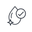 Icon of a shiny drop with a checkmark next to it