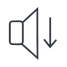 Icon of volume symbol with an arrow pointing down beside it