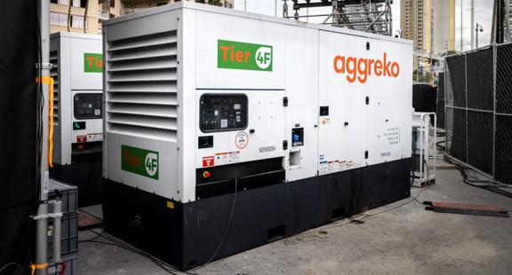 2 Aggreko generators at the backstage of the Las Vegas 