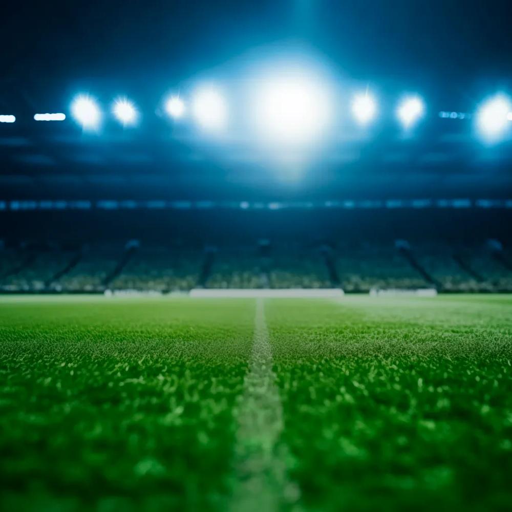 Vue du sol d’un terrain de football, mettant en valeur l’herbe.
