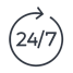 Icon of 24/7 circled by an arrow