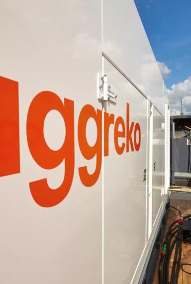 white aggreko generators at customer site