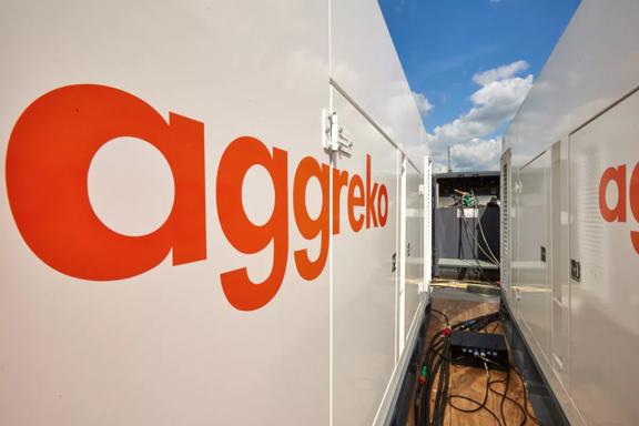 white aggreko generators at customer site