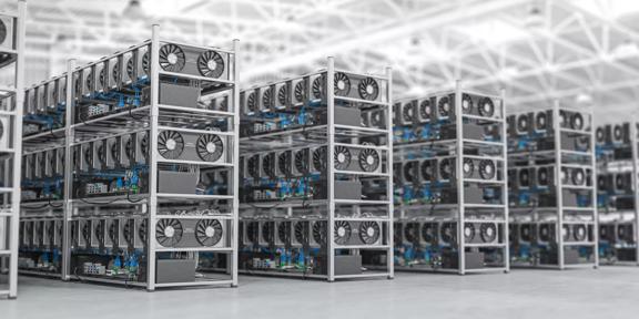 Bitcoin and others cryptocurrencies mining farm. GPU graphic cards rig for cryptocurrency mining. 3d illustration