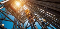Oil drilling rig operation on the oil platform in oil and gas industry. Industrial concept.