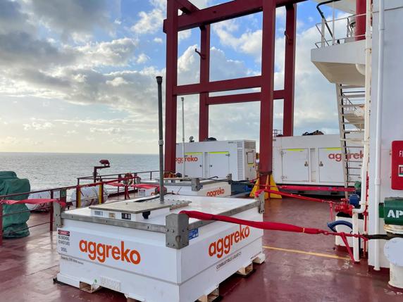 Berge Olympus emergency power supply for 210,000 MT bulk iron ore carrier. 
On deck power station consisting of 4x synchronized 320kVA generators, cable package and associated fuel hardware. 
Pilbara coast, Australia.
