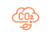 Orange icon of a cloud with CO2 inside and a leaf below it