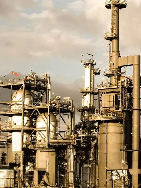 View of an industrial refinery complex.